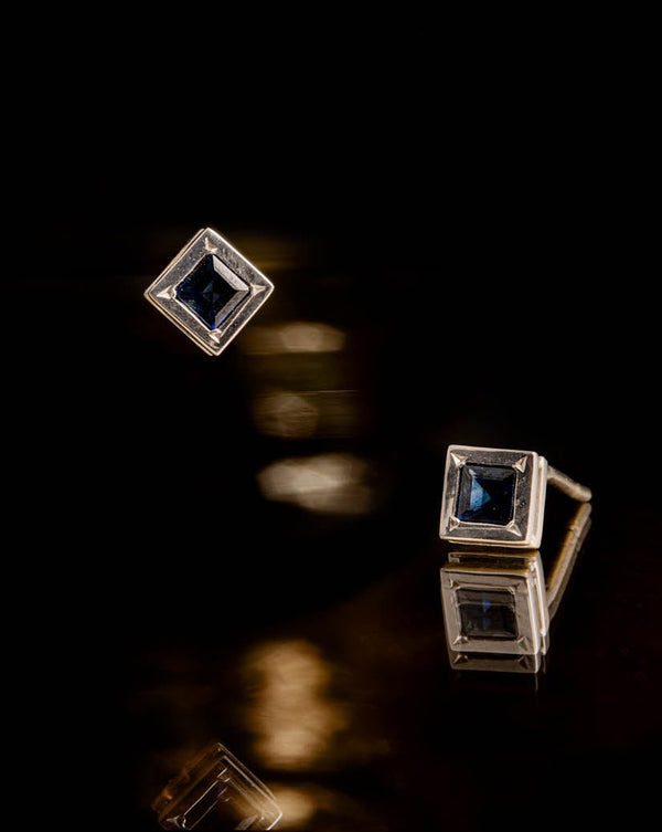 Deep blue stud earrings